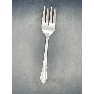 Oneida Stainless Steel Cold Meat Serving Fork Floral Pattern 8.5 Inch Silver